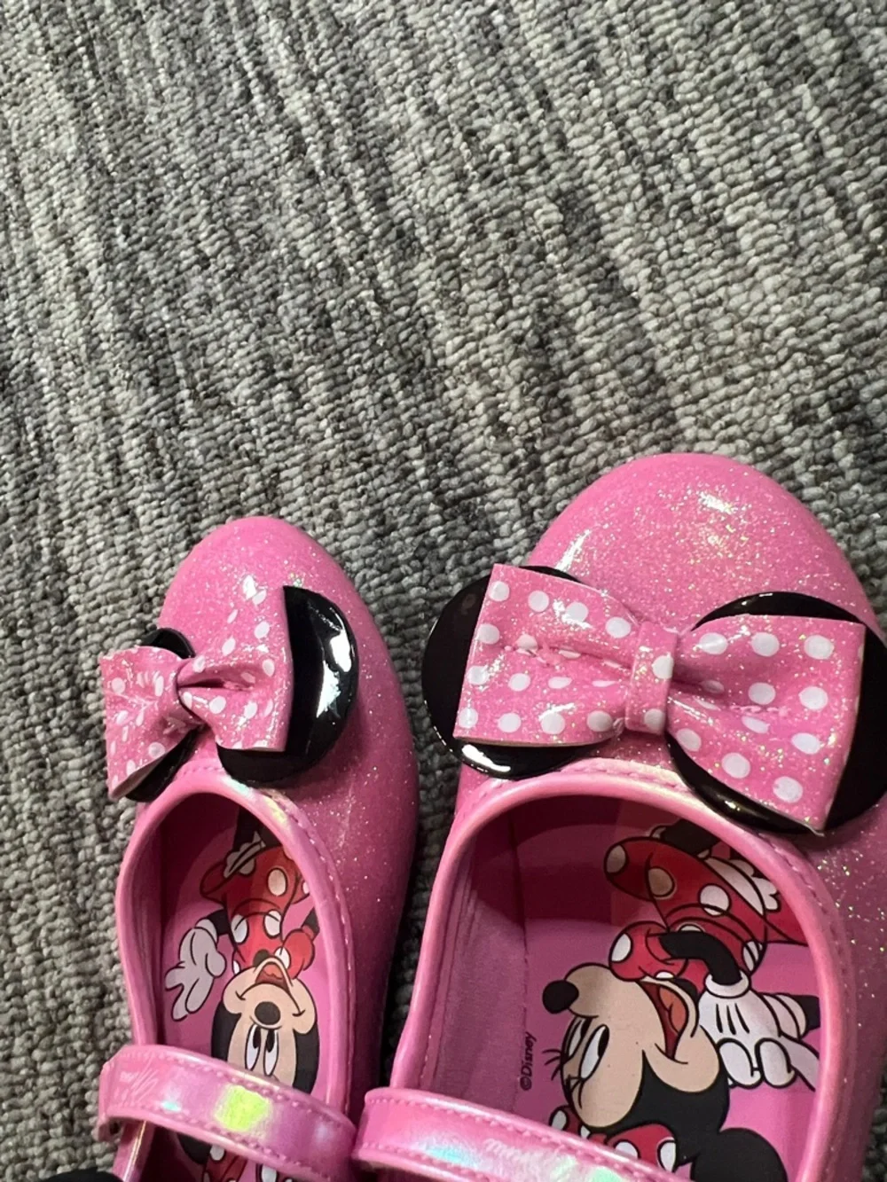 Disney Minnie Mouse Toddler Girls Pink Glitter Mary-Jane Ballet Flats Various Sz